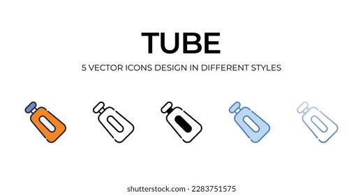 Tube Icon Design in Five style with Editable Stroke. Line, Solid, Flat Line, Duo Tone Color, and Color Gradient Line. Suitable for Web Page, Mobile App, UI, UX and GUI design.