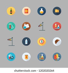 tube icon set. vector set about flask, products, wind sign and paint tube icons set.