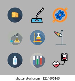 tube icon set. vector set about flask, wind sign, science and blood transfusion icons set.