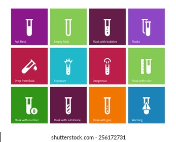 Tube icons on color background. Vector illustration.