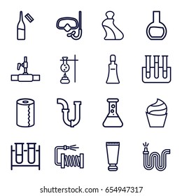 Tube icons set. set of 16 tube outline icons such as cream, paper towel, pipe, water hose, water pipe, ampoule