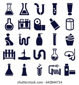 Tube icons set. set of 25 tube filled icons such as cream, pipe, bottle soap, paper towel, water hose, water pipe