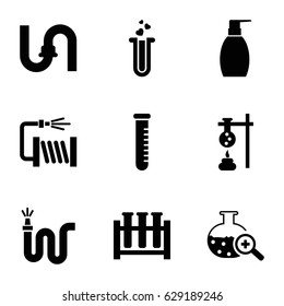 Tube icons set. set of 9 tube filled icons such as pipe, bottle soap