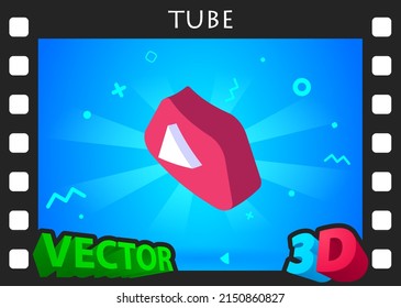 Tube isometric design icon. Vector web illustration. 3d colorful concept