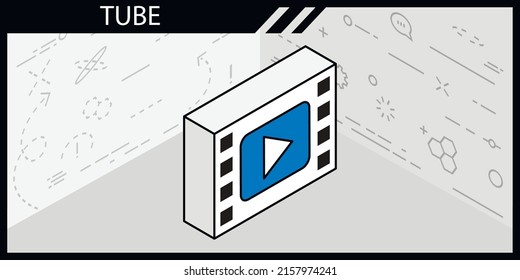 Tube isometric design icon. Vector web illustration. 3d colorful concept