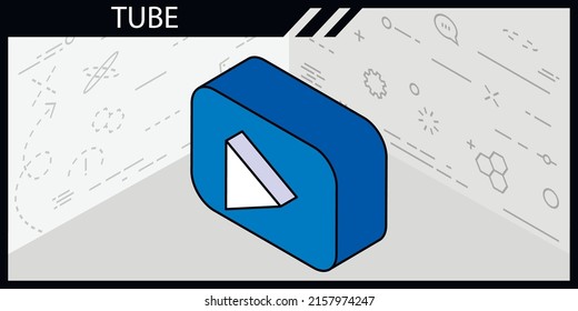 Tube isometric design icon. Vector web illustration. 3d colorful concept