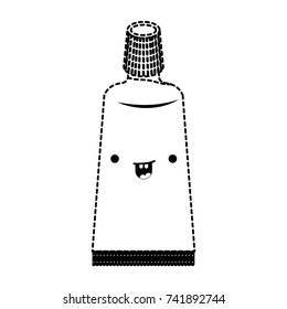 tube of kawaii toothpaste in black dotted silhouette vector illustration