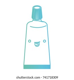 tube of kawaii toothpaste in degraded green to blue color contour vector illustration