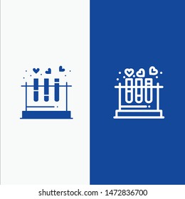 Tube, Lab, Love, Heart, Wedding Line and Glyph Solid icon Blue banner Line and Glyph Solid icon Blue banner