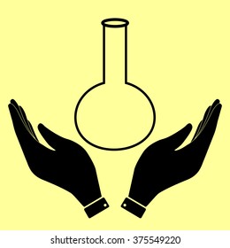 Tube. Laboratory glass sign. Flat style icon vector illustration.