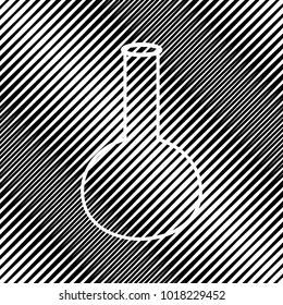 Tube. Laboratory glass sign. Vector. Icon. Hole in moire background.