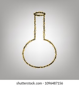 Tube. Laboratory glass sign. Vector. Blackish icon with golden stars at grayish background.