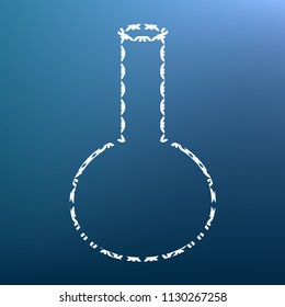 Tube. Laboratory glass sign. Vector. White textured icon at lapis lazuli gradient background.