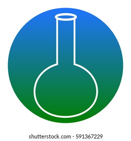 Tube. Laboratory glass sign. Vector. White icon in bluish circle on white background. Isolated.