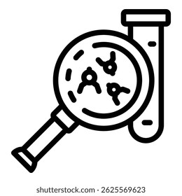 Tube and magnifier icon. Outline tube and magnifier vector icon for web design isolated on white background