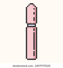 Tube of mascara icon pixel art.Closed mascara.Mascara container icon pixel art.Pixeleted sign for mobile concept and web design. Vector illustration EPS 10