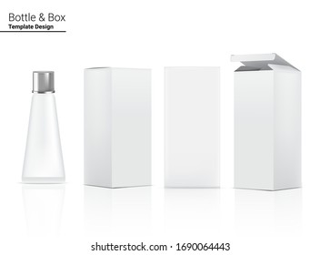 Tube Mock up Realistic Cosmetic and 3 Box Side for Skincare merchandise on isolated White Background Illustration. Health Care and Medical Concept Design.