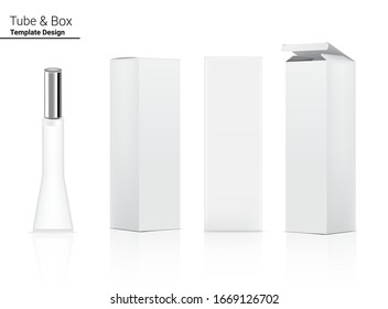 Tube Mock up Realistic Cosmetic and Box for Skincare Product on White Background Illustration. Health Care and Medical Concept Design.