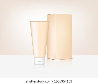 Tube Mock up Realistic Organic Cosmetic and Box for Skincare Product Background Illustration. Health Care and Medical Concept Design.