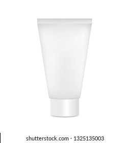 Сosmetic tube mockup for a cream, scrub, lotion or body milk. White tube on a white background.