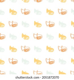 Tube Musical Instrument Silhouette Shape and Outline Vector Graphic Seamless Pattern can be use for background and apparel design