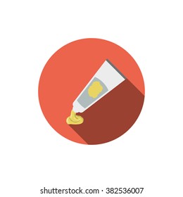 Tube oil paint flat icon with long shadow Vector