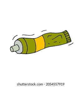 A tube of oil paint. Painter. Painting. Tube of pasta. Tube of cream. Vector. Doodle. Drawn by hand.