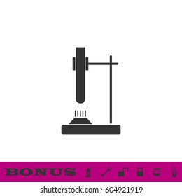 Tube on fire icon flat. Black pictogram on white background. Vector illustration symbol and bonus button