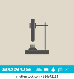 Tube on fire icon flat. Grey pictogram on light background. Vector illustration symbol and bonus button real estate, ottoman, vase, tv, fishing rod