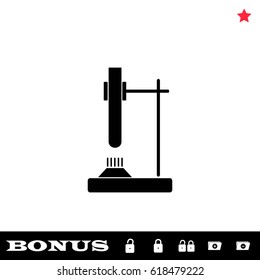 Tube on fire icon flat. Black pictogram on white background. Vector illustration symbol and bonus button open and closed lock, folder, star