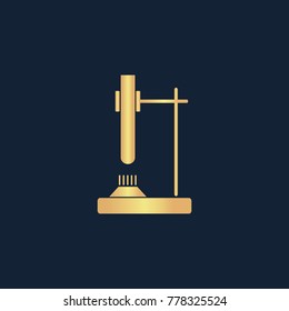 Tube on fire icon flat. Simple gold pictogram on dark background. Vector illustration symbol