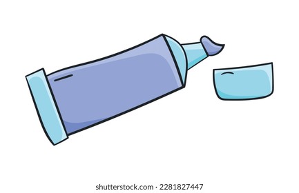 Tubo con una ilustración vectorial de doodle de color de tapa abierta. Aislado sobre fondo blanco
