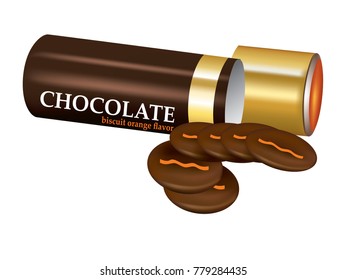 Tube packaging for chocolate biscuit
