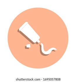 A tube of paint on paper badge icon. Simple glyph, flat vector of art and painting icons for ui and ux, website or mobile application