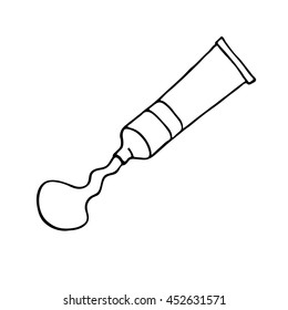 Tube of paint. Outlined on white background.
