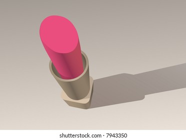 Tube of pink lipstick.