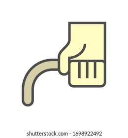 Tube or pipe bending work vector icon. That handle manual worker hand to bend copper, brass, aluminum, metal and steel pipe. To installation work of refrigerant line in cooling, heating or HVAC system