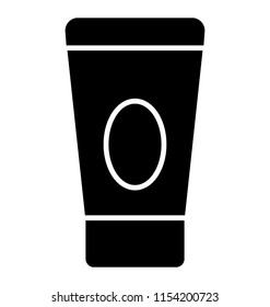 
Tube placed upside down with oval shaped sticker offering icon for cream 
