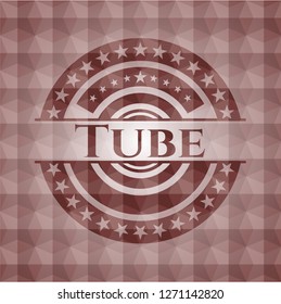 Tube red geometric pattern emblem. Seamless.