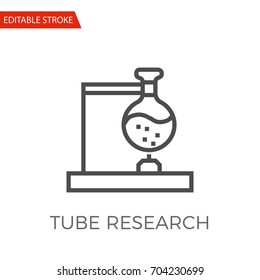 Tube Research Thin Line Vector Icon. Flat Icon Isolated on the White Background. Editable Stroke EPS file. Vector illustration.