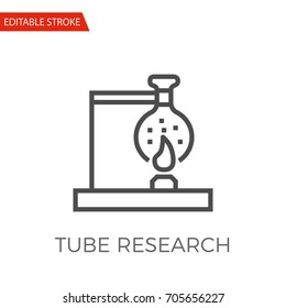 Tube Research Thin Line Vector Icon. Flat Icon Isolated on the White Background. Editable Stroke EPS file. Vector illustration.
