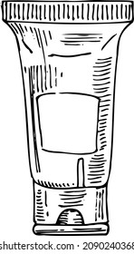 Tube with sanitizer sketch vector illustration hand draw