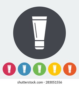 Tube. Single flat icon on the button. Vector illustration.