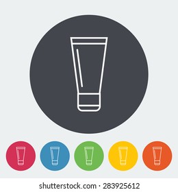 Tube. Single flat icon on the button. Vector illustration.