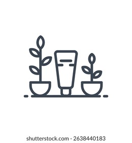 tube of skincare with plants beside it icon