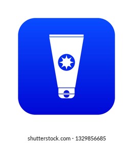 Tube with sunbathing cream icon digital blue for any design isolated on white vector illustration