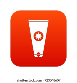Tube with sunbathing cream icon digital red for any design isolated on white vector illustration