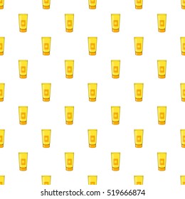 Tube with sunbathing cream pattern. Cartoon illustration of tube with sunbathing cream vector pattern for web