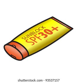 A tube of sunblock SPF30+