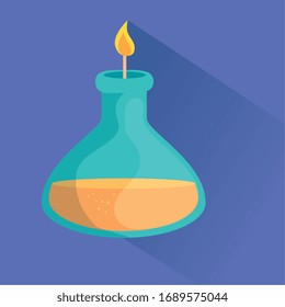 Prueba de tubo con diseño de ilustración vectorial de icono de llama